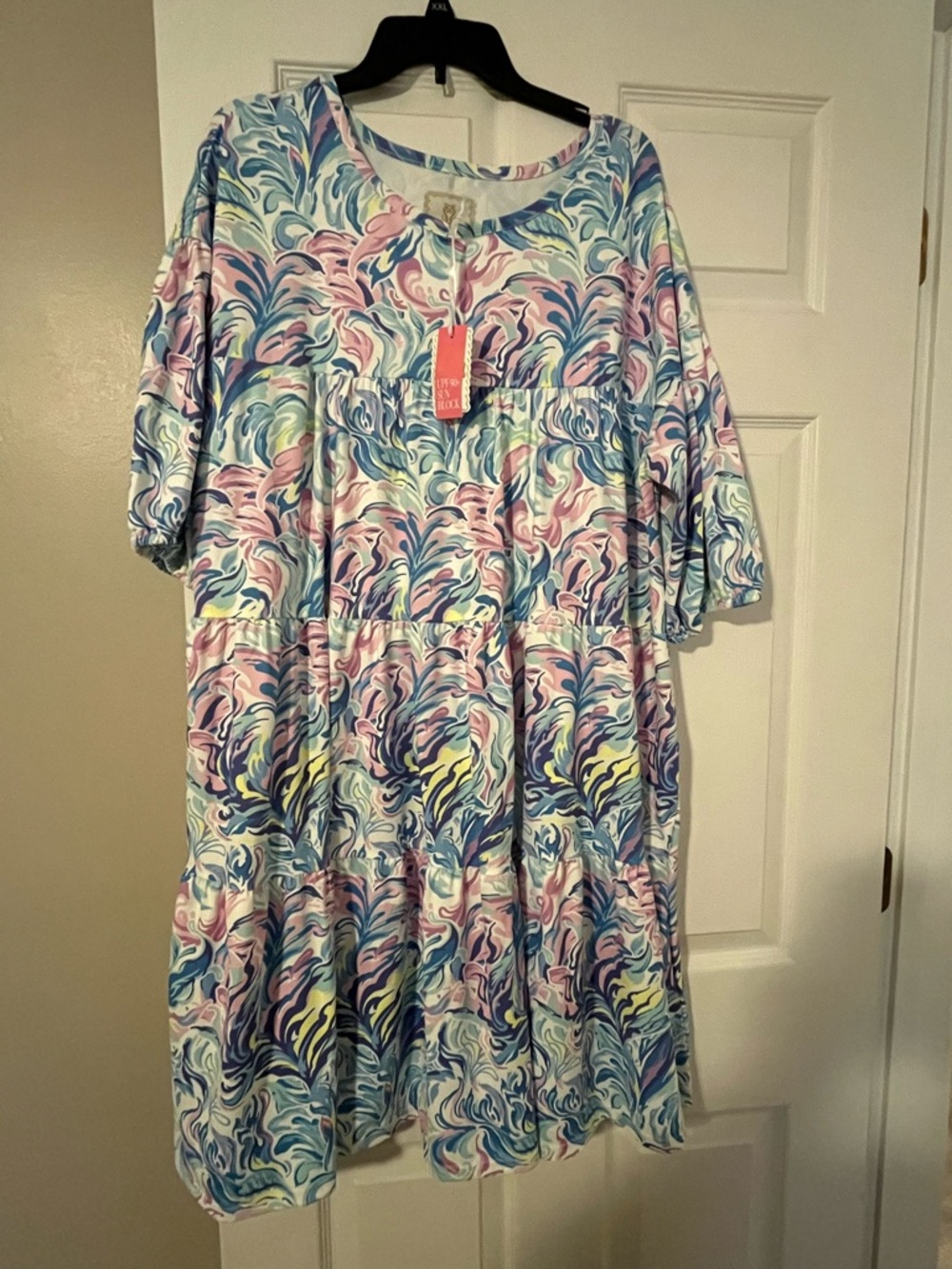Simply Southern Pastel Swirl V-Neck Dress - Blue, Pink, Yellow